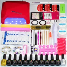 Набор для маникюра 48 Вт/36 Вт УФ светодио дный лампа набор для маникюра 10 цветов УФ гель лак для ногтей Набор для маникюра педикюр набор с удлиненным гелем