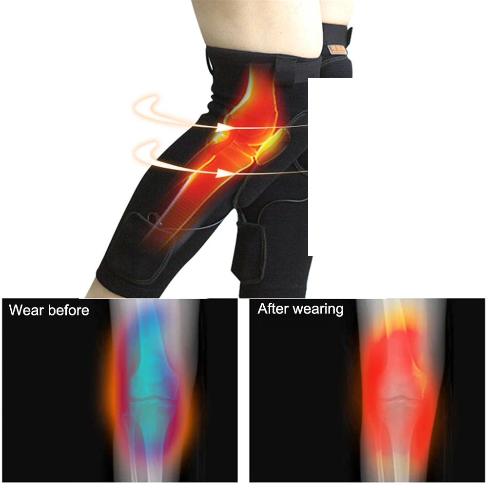 Спортивные хлопковые наколенники с подогревом, наколенники, наколенники, опоры для ног, тепловая дышащая электрическая терапевтическая грелка, 3,7 в, 2000 мА/ч батарея