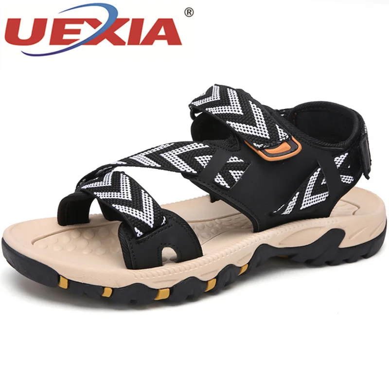 

UEXIA 2019 NEW Fashion Summer Shoes Men Sandals Non-slip Handmade Men Breathable Casual Shoes Leather Beach Dual-purpos Big Size