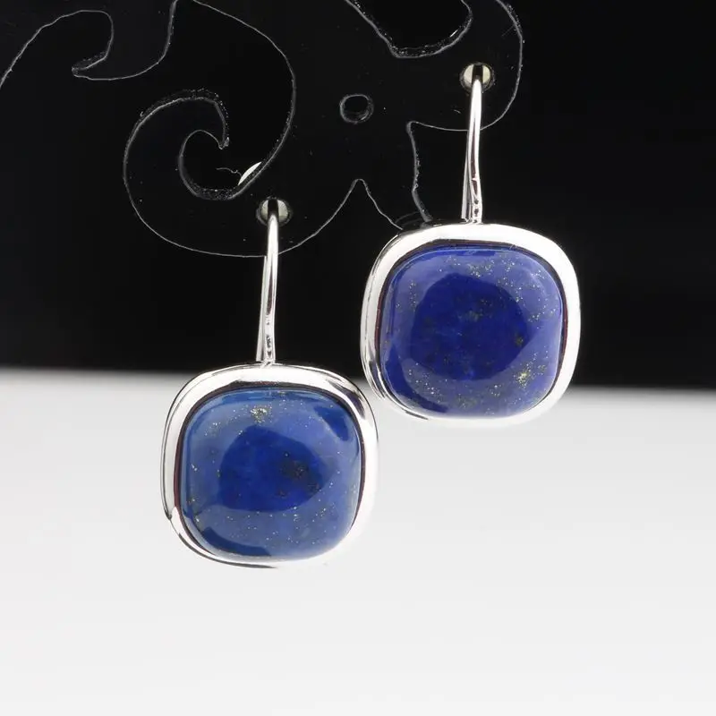 Женские серьги подвески из серебра 925 пробы с натуральным квадратом|earrings for|earrings