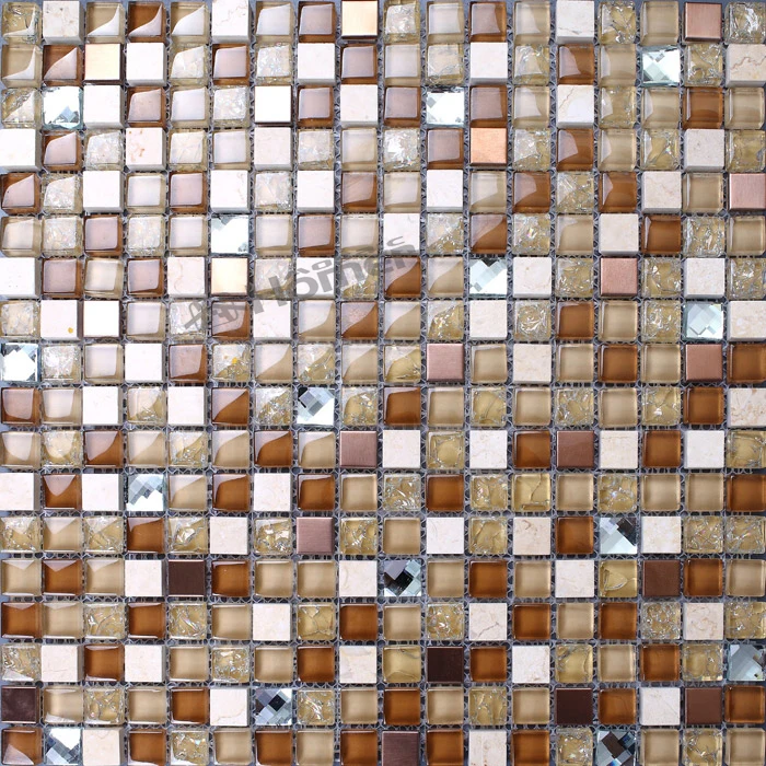 Brown Gray Pattern Glass Marble Stone Mosaic Tile Kitchen Shower Backsplash 