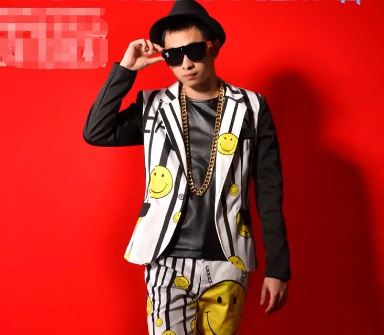 coat M-6XL! ночной клуб бар мужской певец DSDJ смайлик костюм с вышивкой большой бар представление костюм аксессуары - Цвет: coat
