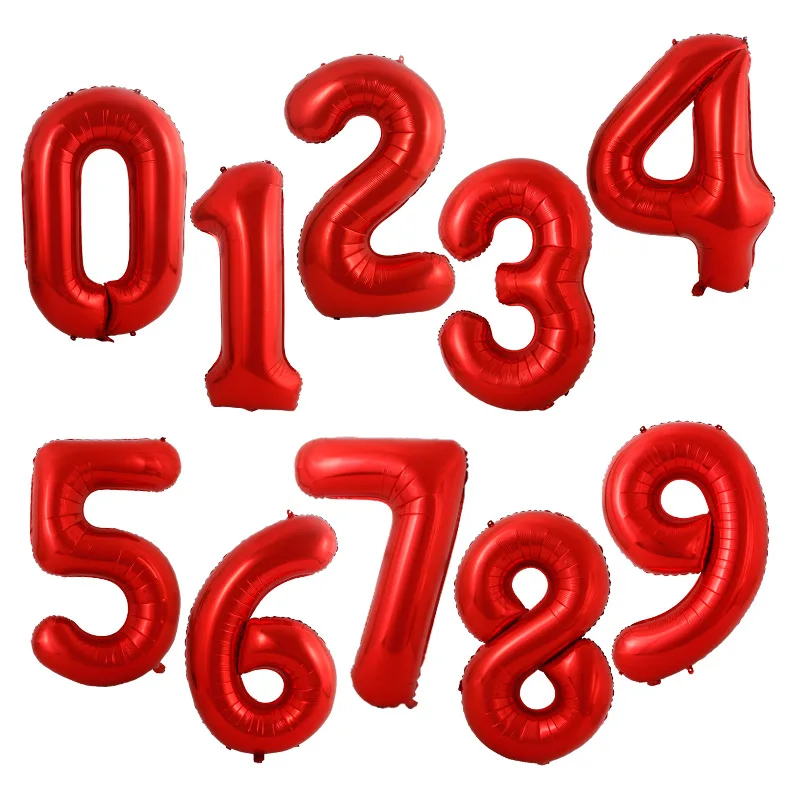 40 дюймов Большой Фольга с цифрами красно-фиолетового цвета Macaron, для детей 0, 1 2 3 4 5 6 7 8 9 воздушных шаров шарик для дня рождения вечерние Свадебные украшения балон
