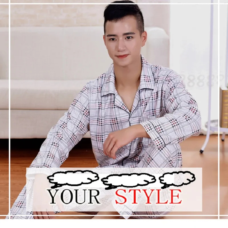 Sale Erkek Pijama Spring And Autumn Men's Long-sleeved Pajama Sets Cotton Thin Middle-aged Pajamas Male Home Service S95