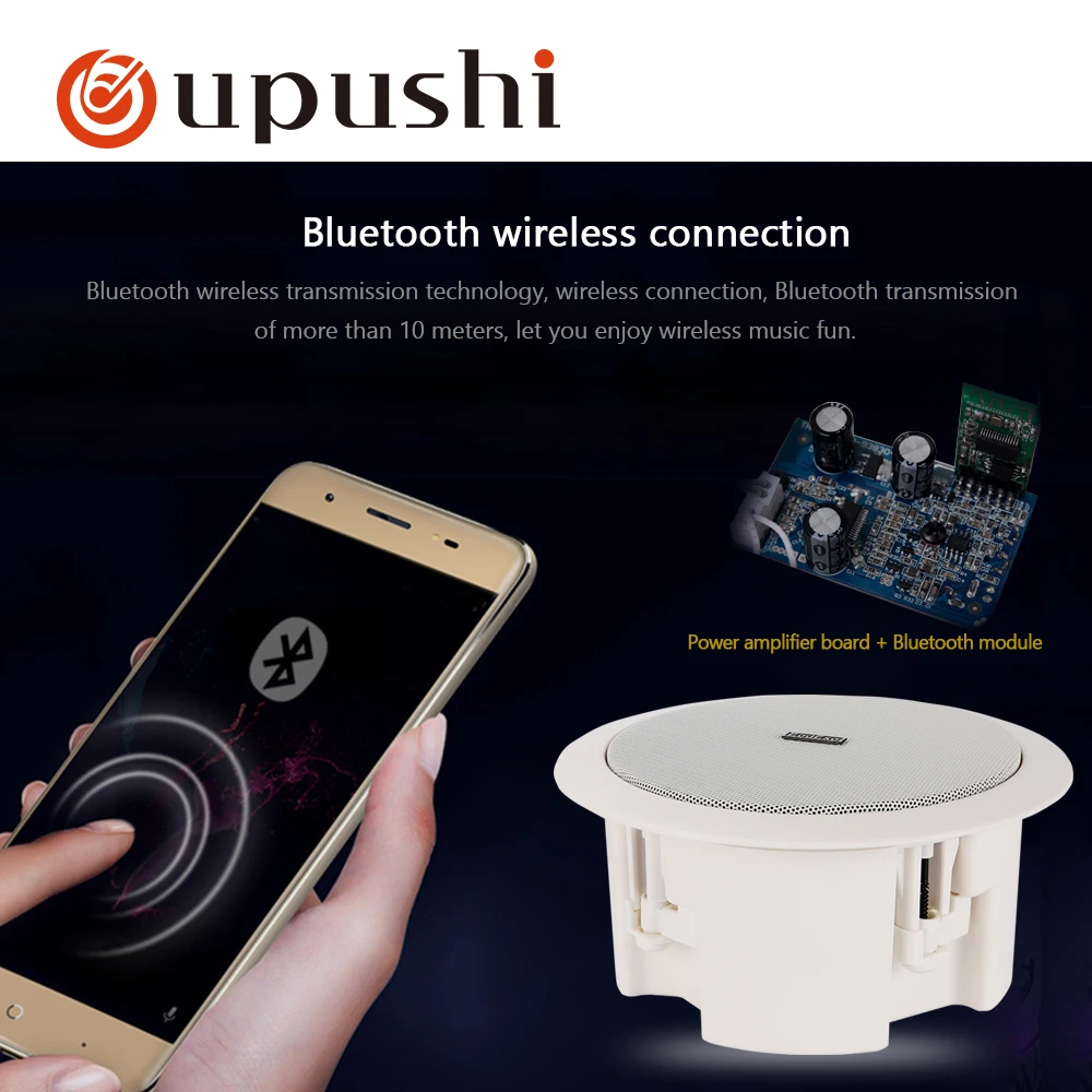 Oupushi ks 812 10-20 Вт Встроенный потолочный динамик с Bluetooth для крепления домашнего кинотеатра Loundspeaker кухня, фоновая музыка