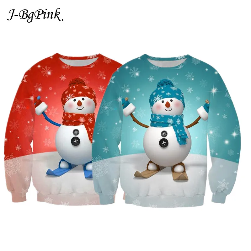 

Christmas sweater 3D digital print pullover Christmas new round neck long sleeve loose large size couple sweater