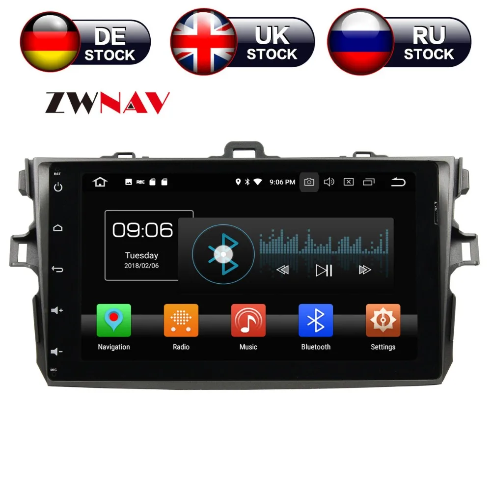 

ZWNAV Android 8.0 9 Inch Car DVD Player GPS navigation For TOYOTA COROLLA 2006-2011 head unit multimedia player tape recorder
