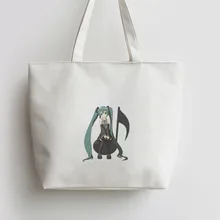 MIKU восьмая нота сюжеты из японского аниме сумка хозяйственная сумка с изображением мультипликационных героев школьная сумка многоразовая шоппер продуктовая сумка AN295