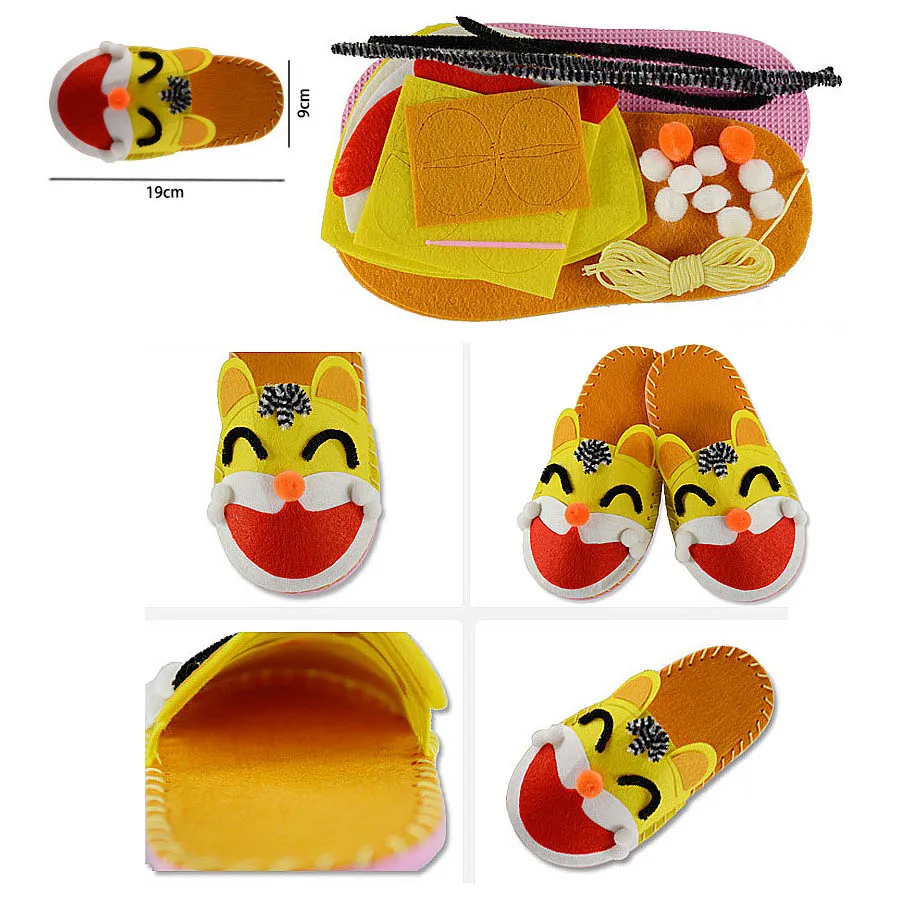 Kids slippers sewing kit for Girls Beginners My First Sewing Kit Handmade Non-woven Fabric Shoes Craft Gifts Educational Toys - Цвет: 2