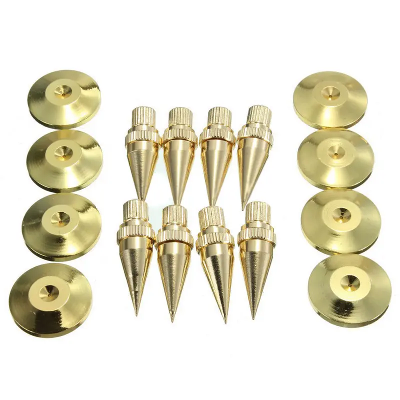 Mayitr 8sets Speaker Spike Golden Copper Isolation Cone Stand Feet+Base Pads Floor Discs For M6*36 HiFi speakers speaker frame
