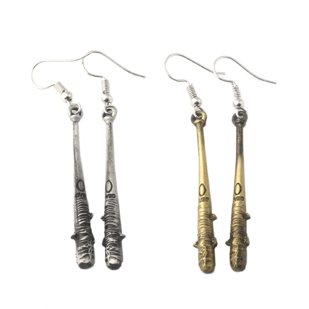 

SG New 3 Colors The Walking Dead Drop Earrings Antique Bronze Negan's Bat LUCILLE Baseball Earrings Women Girl Gift Jewelry