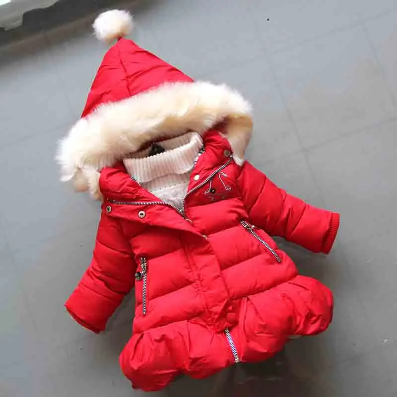 

BibiCola 2018 winter newborn girls down cotton jacket infant thicken warm coats baby girls winter hooded outerwear 9M-24M