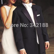 / стиль на заказ две кнопки черный смокинг жениха тупые лацкан шафер Жених мужской свадебный костюм/лучший костюм