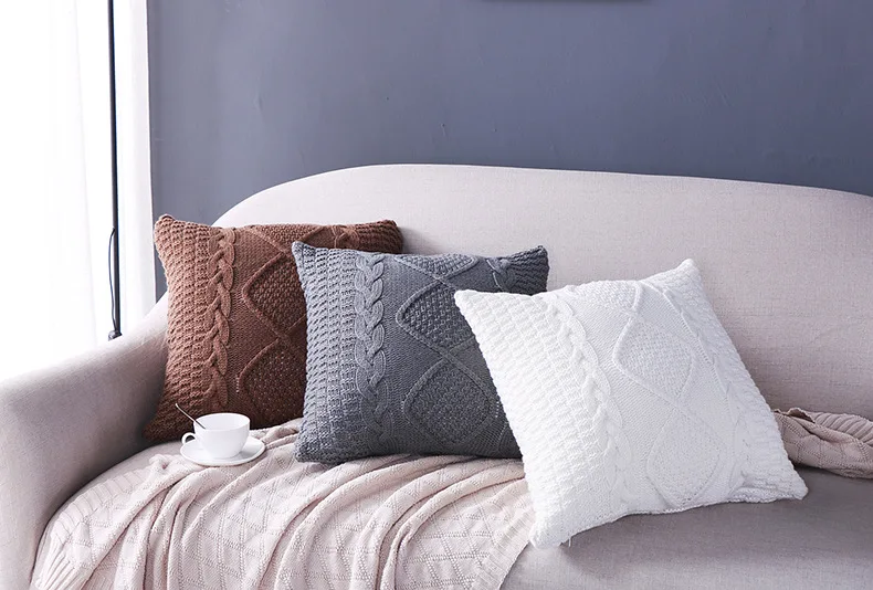 New Knitted Cushion Cover Knit Pillow Cover Cable Knit Cushion