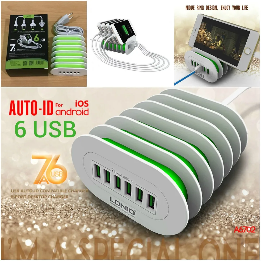 LDNIO A6702 6 USB Multi Ports Charging Station Smart