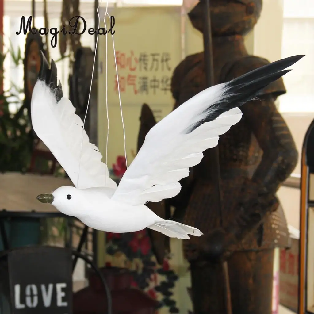 Wall Hanging Decor Feathered Foam Seagull Birds Wall Sculpture Tree Decor Ornament Figurines Miniatures Statue Craft