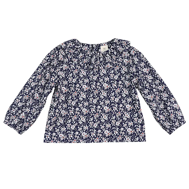 Mädchen Bluse Baby Mädchen Solide Tops Blume Kragen Puff Sleeve Bluse Baby Mädchen Kleidung Neue