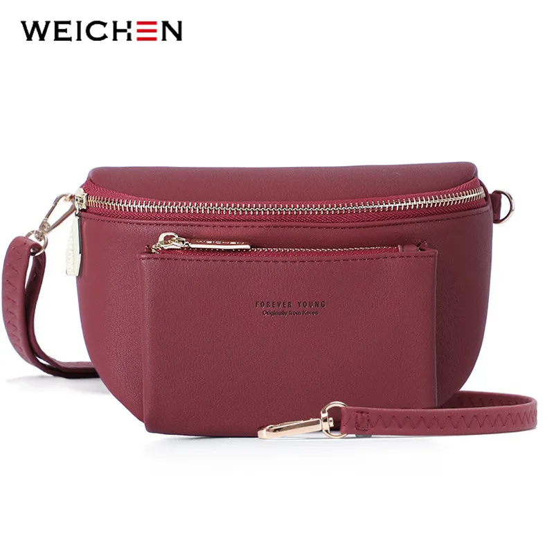 

WEICHEN hot Multi-functiona lady Fanny Pack Ladies Messenger Shoulder Chest Bag Female Fashion PU Leather Waist Bag lady's