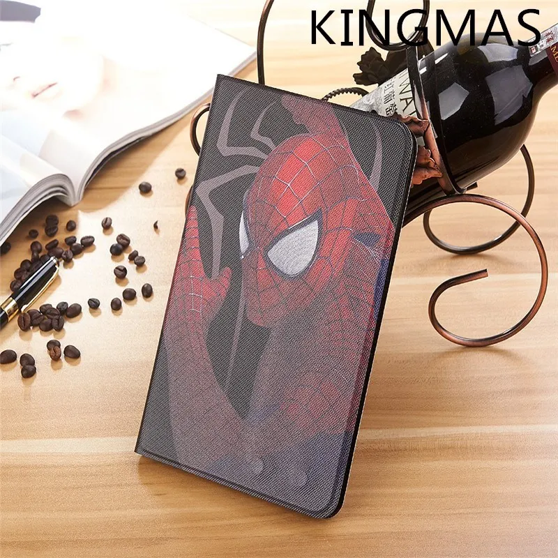 iron Man Spiderman Superman Cartoon Case for iPad mini 1/2/3/4 7.9 inch Slim soft Opvouwbare Stand Cover Auto Wake Pu Case Leath
