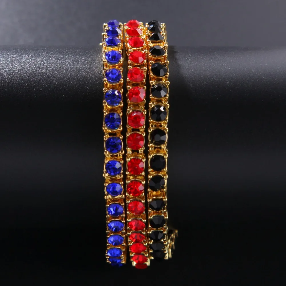 

Hip Hop Bling Iced Out Cubic Zirconia Bracelet Tennis Chain Bracelets Women Men 1 Row CZ Link Chain Jewelry Red Black Blue