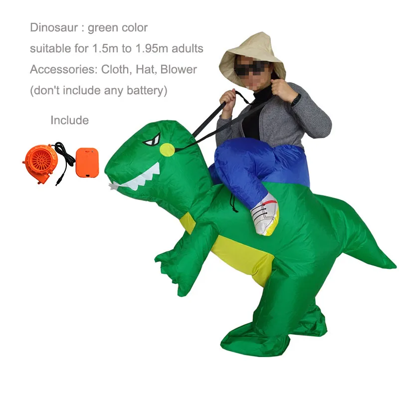 Динозавр Карнавальный костюм для женщин динозавр ковбой надувные костюмы для взрослых забавные вечерние платья животных Cosply Хэллоуин костюм для детей - Цвет: Adult Green Dinosaur
