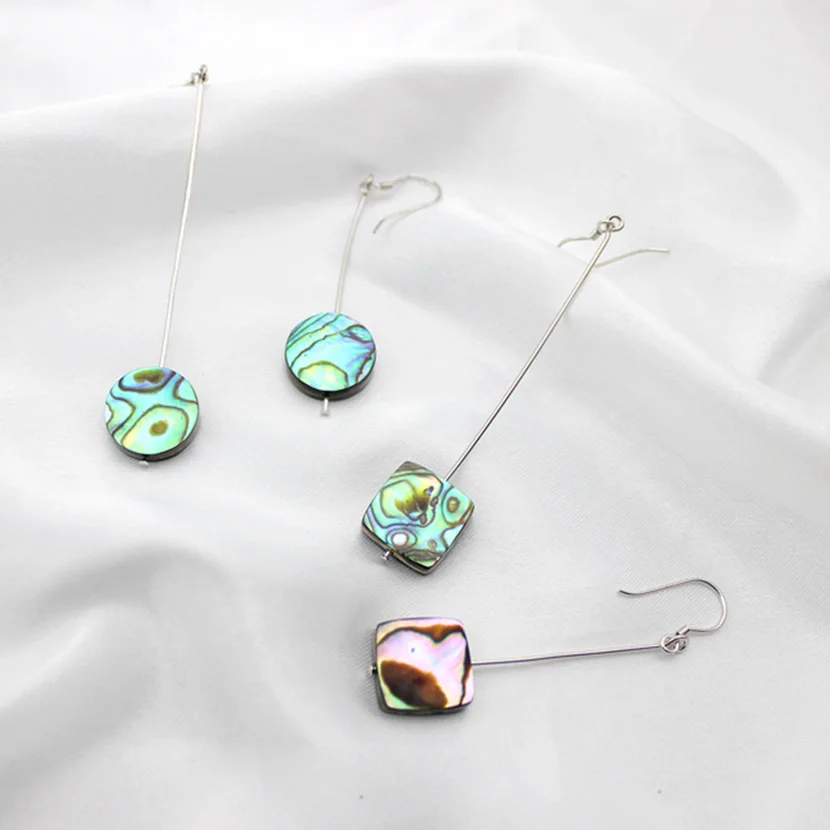 asymmetry natural mother shell earrings 100% 925 Sterling silver Jewelry fashion Hypoallergenic dangle earrings for women gift
