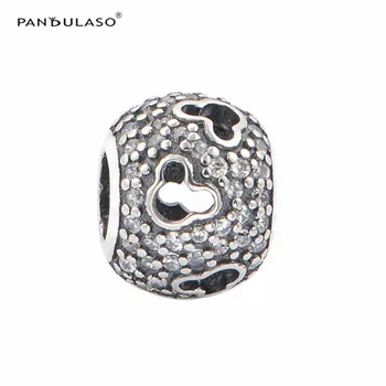 

925 Sterling Silver Jewelry Charms Bead Fits European Charm Bracelet & Choker Mouse Image Stones Paved Bead Women DIY Jewelry