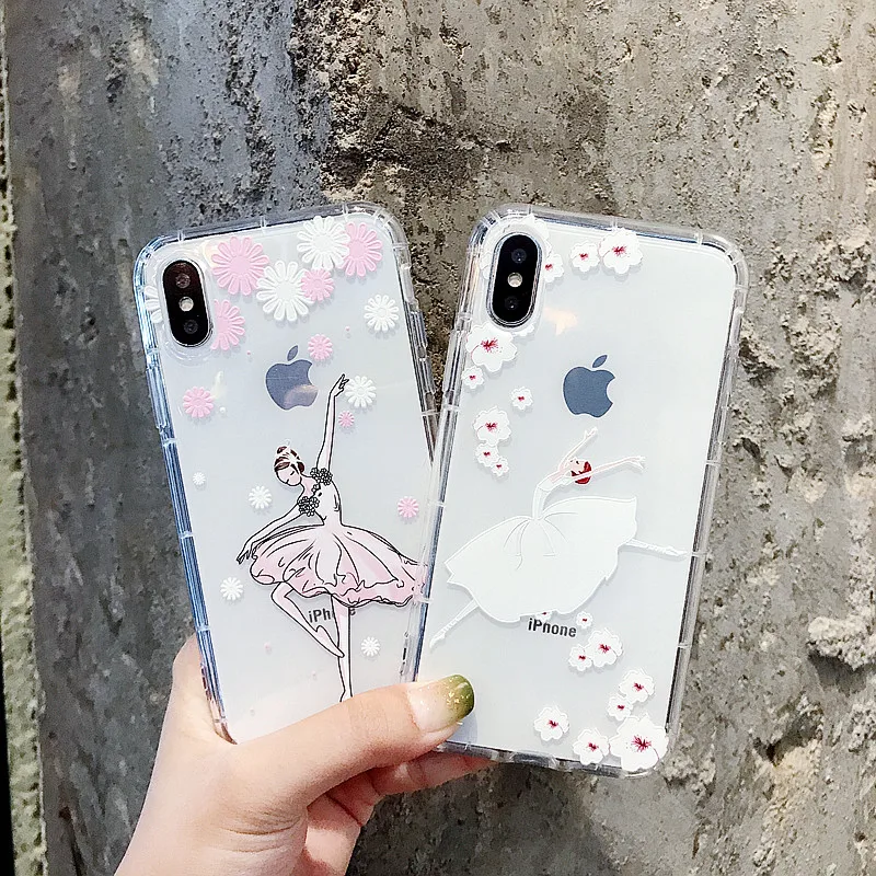 

Ballerina girl dancing cover case for iphone X 7 7plus Soft Silicon Case For iphone 6 6plus 8 8plus Cover Coque Case