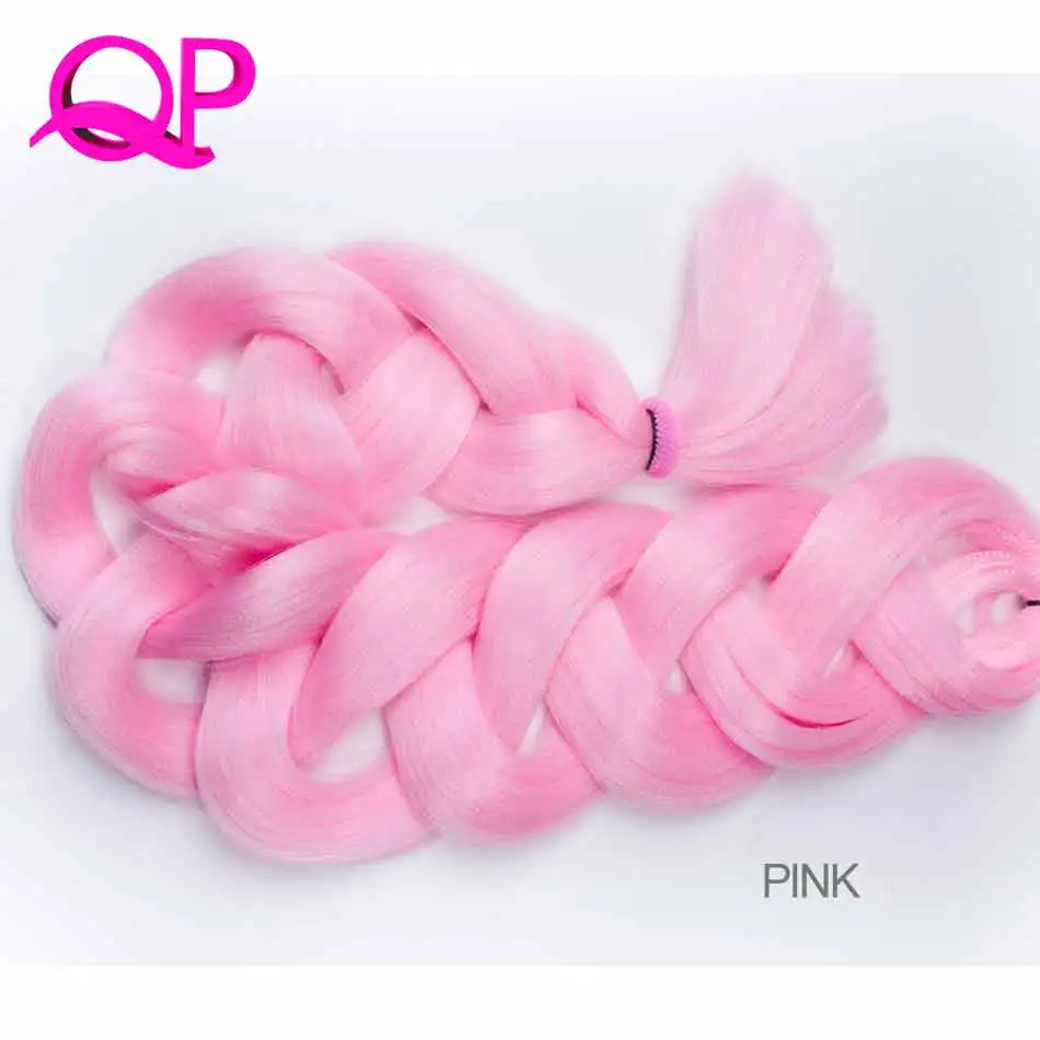 Qphair плетение волос оптом 82 дюймов 165 г большие синтетические косы волосы для наращивания волос 1 шт./лот - Цвет: Розовый