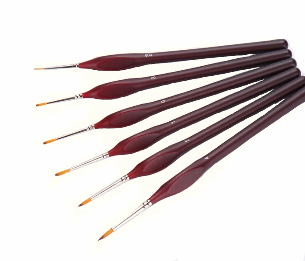 Artists Detail Paint Brush Set 6pcs Oil Acrylic Watercolor Paint Liner