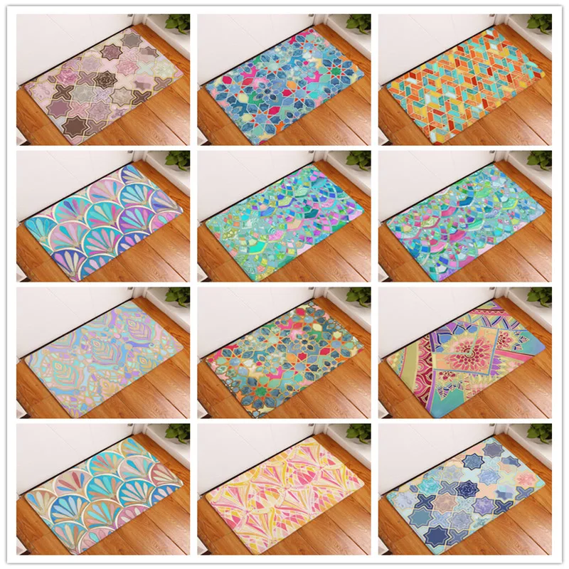

New Anti-Slip Carpets Fashion ideas Color Geometry Print Mats Bathroom Floor Kitchen Rugs 40x60