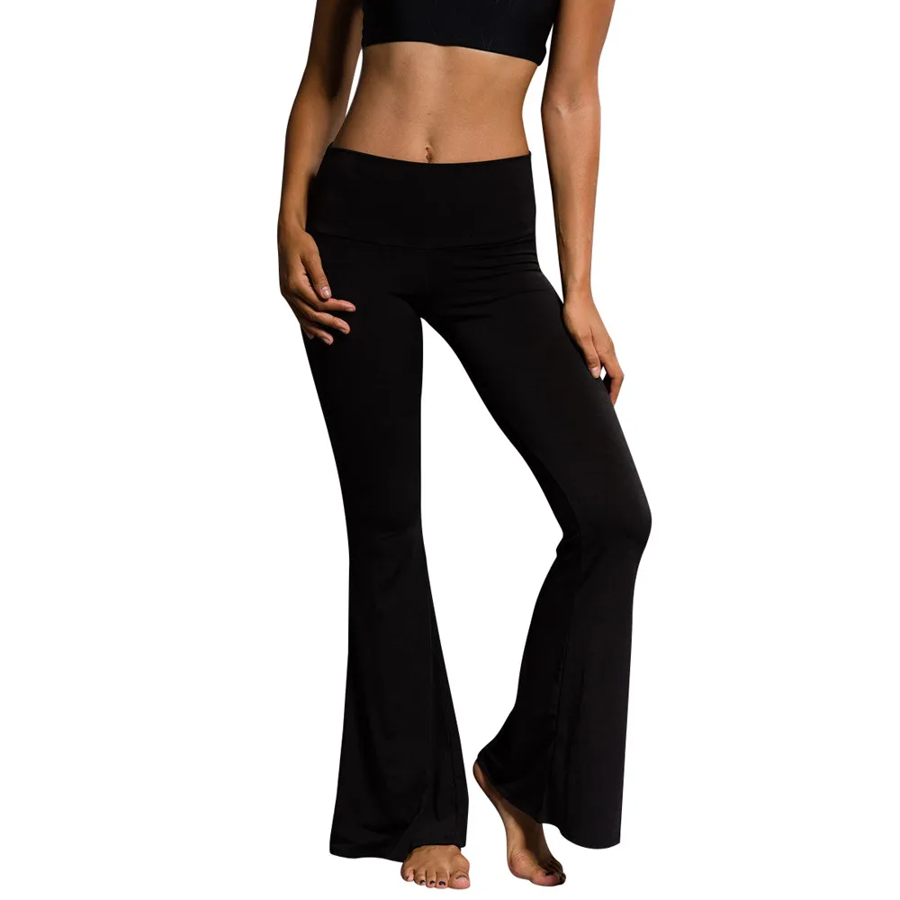 Женские брюки с высокой талией и эластичным поясом, длинные брюки, обтягивающие расклешенные танцевальные широкие брюки