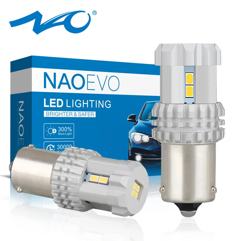 NAO P21W 1156 BA15S led 12v автомобильный Поворотный Светильник белый красный янтарный 3020