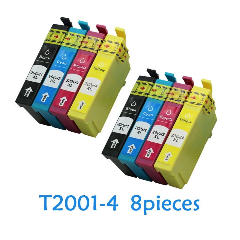 8pcs T200XL Ink Cartridge For Epson T2001 T2004 Workforce WF 2510 2520