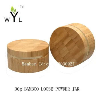 

30g empty Bamboo Loose Powder Jar with Sifter and Cotton Pads Refillable Plastic Make-up Jar Cosmetic Container WYL