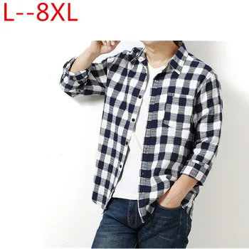 

8XL 6XL 5XL 4XL New Mens Plaid Shirt Cotton High Quality Mens Business Casual Long Sleeve Shirt Male Social Dress Shirts Flannel