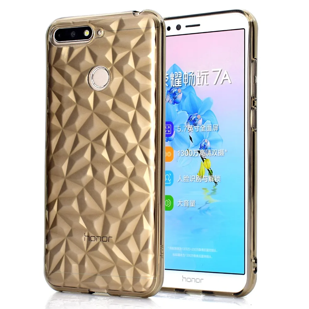 For huawei honor 7A case 3D Diamond pattern soft TPU silicone Transparent for shockproof shell back cover |