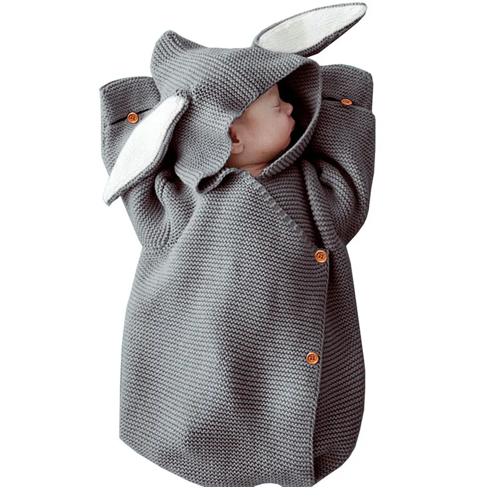 

Envelop Newborn Baby Sleeping Bag Winter Warm Wool Knitted Hoodie Swaddle Wrap Infant Swaddling Blanket Newborn Sleep Bag 3Color