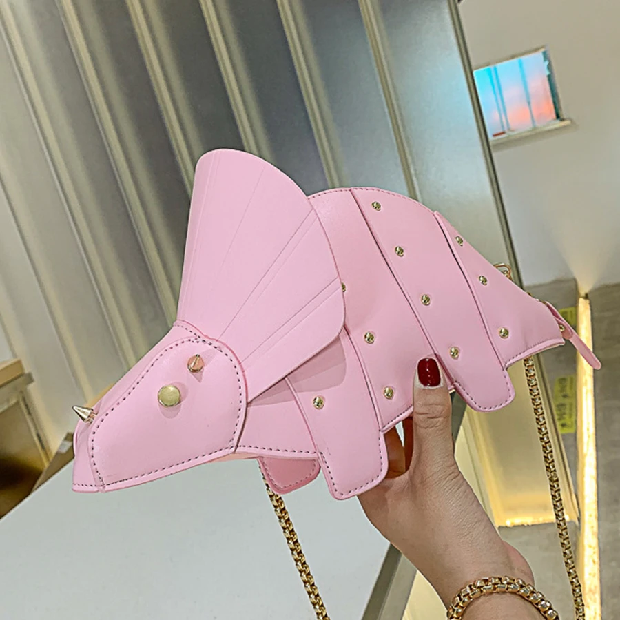 

2019 Brand Rivet Handbag Dinosaur Women Bags Fashion Leather Crossbody Mini Messenger Bag Women Chain Purse Female Shoulder Bag
