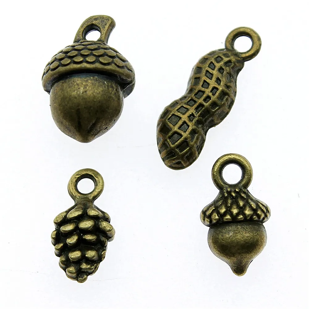 

15pcs Nuts Charms Pendant Antique Bronze Hazelnut Charm Peanut Pendants For Jewelry Making Pine Cone Charms