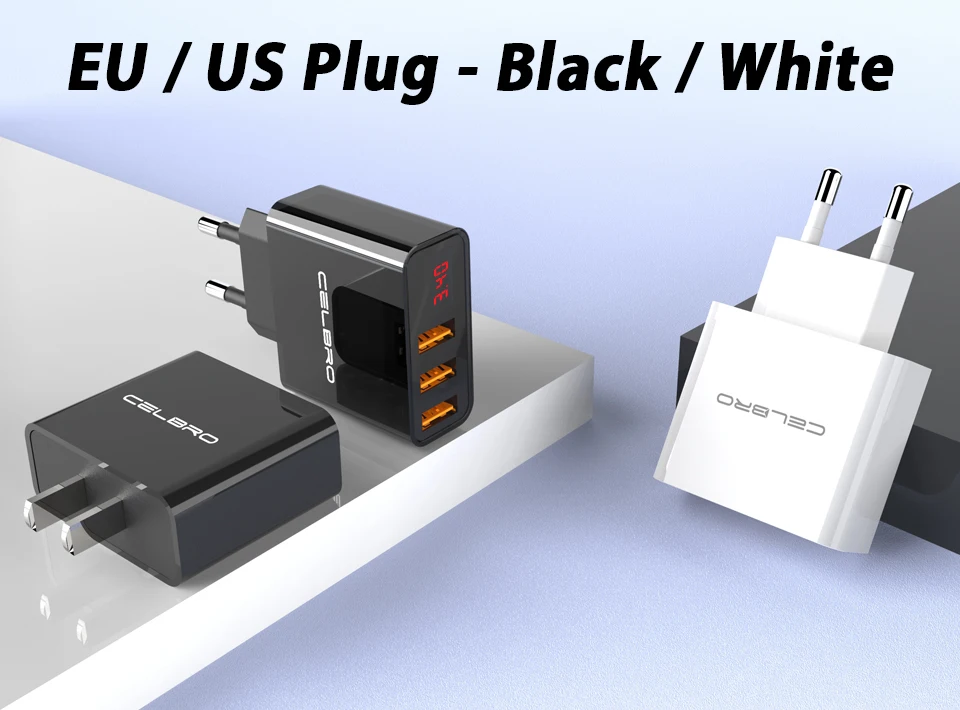 Обновление Usb настенное зарядное устройство 3 порта 3,4 а светодиодный дисплей Универсальное зарядное устройство адаптер для мобильного телефона Iphone Xiaomi Ipad Us Eu Plug