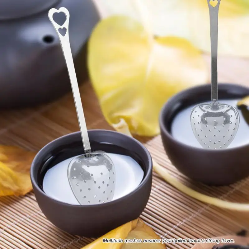 1pcs Tea Strainer Spoon Colander Heart Shape Stainless Steel Strainer