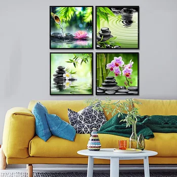 

Unframed 4 Panels Pink Orchid Zen Yoga Picture Canvas Print Painting Artwork Wall Art HD Printing Home Decoration No Framed