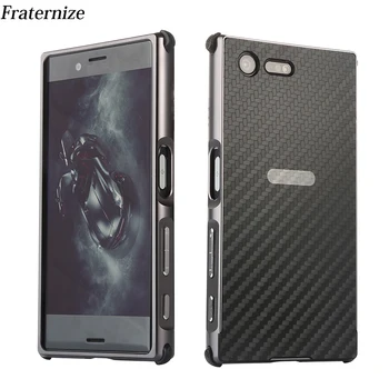 

For Sony Xperia XZS XZ1 X Compact XA1 Ultra case Aluminum Bumper Metal Frame+carbon fiber Back Cover for Xperia XZ Premium Cases