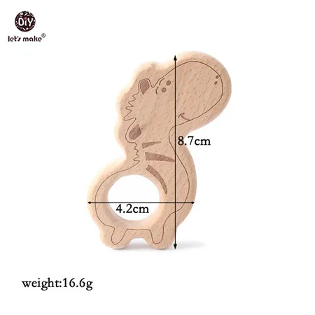 Let's Make 1PC Baby Teether Animal Wood Rings Elephant Camera Heart BPA Free Wooden Teether Nursing Accessorie Teething Toys zebra