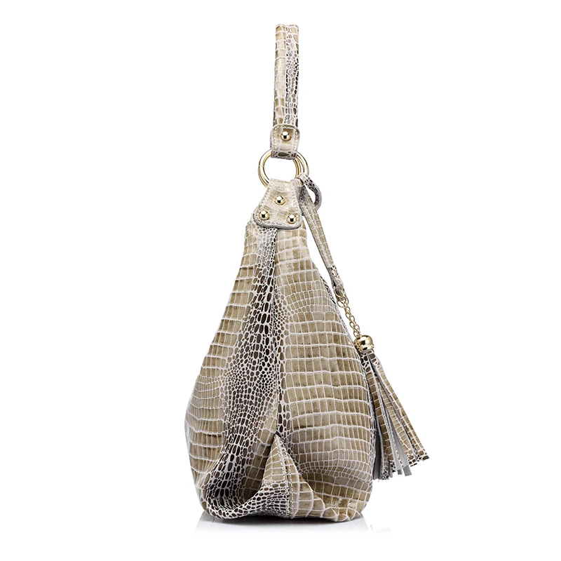  Realer women's handbags genuine leather new arrive large shoulder bag female crocodile pattern hobo