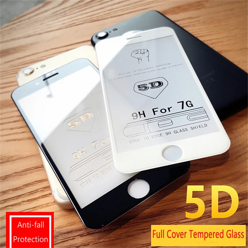 Cristal templado 5D para iPhone 7 para iPhone 7 plus 6 6s 8 plus protector  de pantalla de vidrio completo 5D blanco negro rojo|Protectores de pantalla  de teléfono| - AliExpress