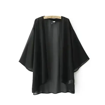 

ROPALIA New Arrival Women's Loose Chiffon Bikini Cover UP Kaftan Cardigan Kimono Blouse Outwear