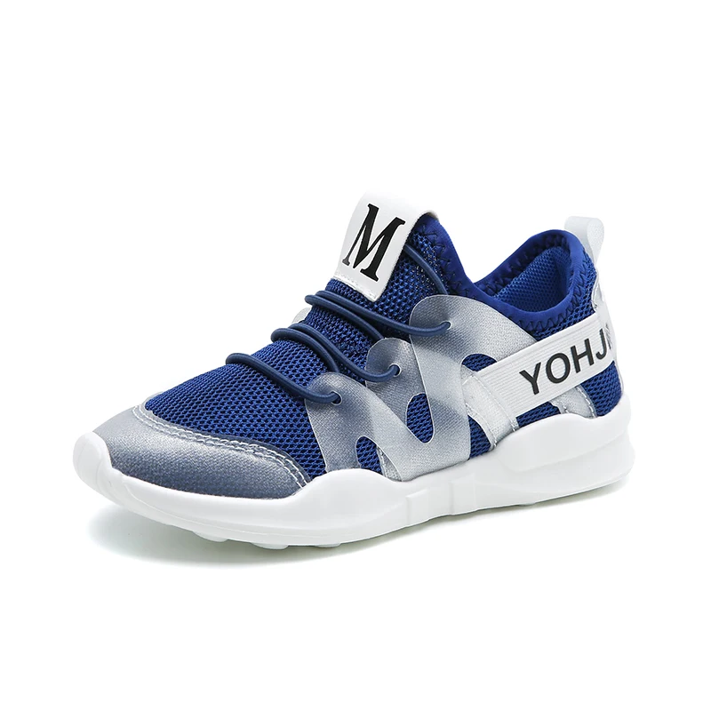 

Blue Boys Running Shoes Breathable Anti-slippery Children Shoes Solid PU Flat With Sneaker Toddler Slip-on Footwear Blue Casual