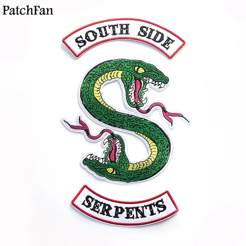 

20pcs/lot Patchfan TV-SHOW RIVERDALE Southside Serpents Applique patch stickers diy sewing shirt bag jacket badges iron on A1132